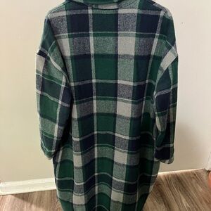 A tweed plaid long jacket